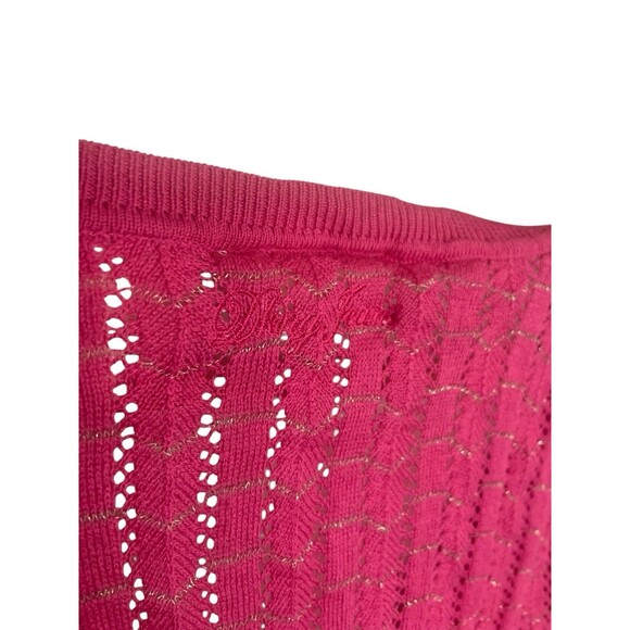 Vintage Dkny Jeans L Pink Open Knit Babydoll Fairy Y2K Button Down Top Blouse - Picture 6 of 7